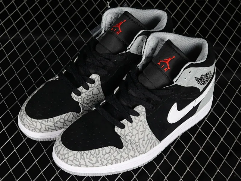 All categories Air Jordan Jordan series basketball shoes Air Jordan 1 Mid Air Jordan 1 Mid "Elephant Toe" AJ1 Joe 1 black and gray crackle pattern DM1200-016